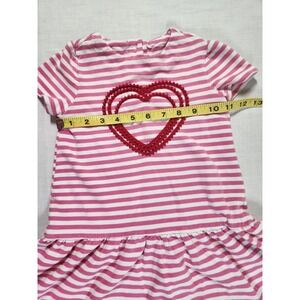 Gymboree Girls Size 3T Pink Striped Heart‎ Tunic With Ruffle Shirt Sleeve